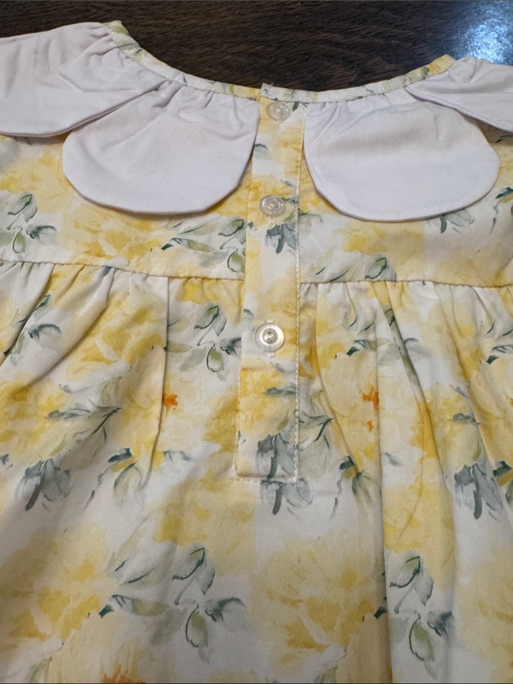Stitchy Fish 7 Yellow Floral Dress with Scalloped Collar - Picture 7 of 7